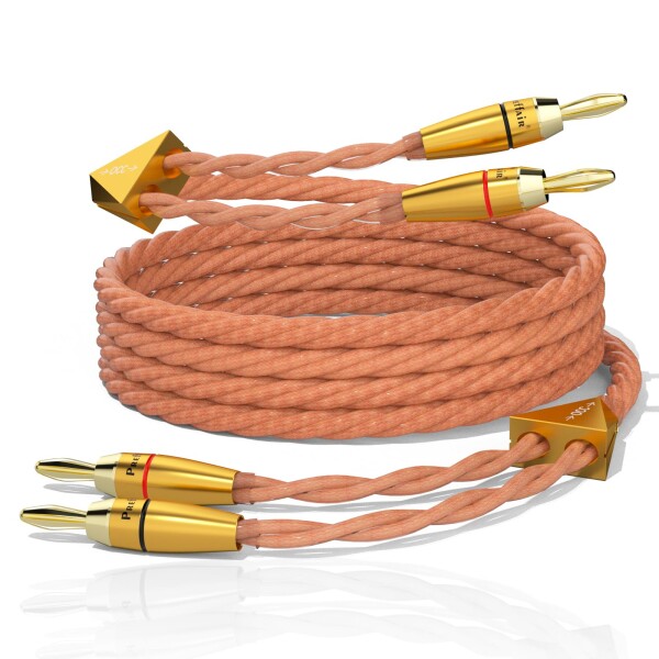 Preffair OCCスピーカーケーブル（金メッキ4mmバナナプラグ付き）15AWG/1.5mm?×4芯 オーディオファン向けスピーカー、サブウーファー、アンプ、DAC用, 2.5M/8.25Feet