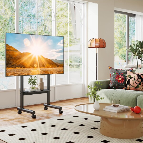 Rfiver テレビスタンド キャスター付き テレビスタンド ハイタイプ 40〜75インチ対応 耐荷重50kg テレビ台 大型 モニタースタンド tvスタンド VESA400*400mm 高さ調整可能 棚板付き 家用 業務用_1