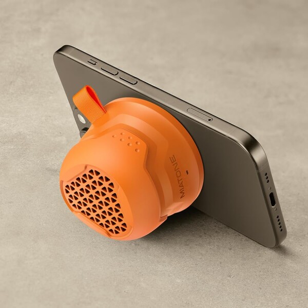 MIATONE MagRover Bluetooth スピーカ MagSafe対応 磁吸式 マグネットスマホスタンド 防水 TWS機能 マイク内蔵 ポータブル ワイヤレススピーカー お風呂・サイクリング・アウトドア用(オレンジ)_4