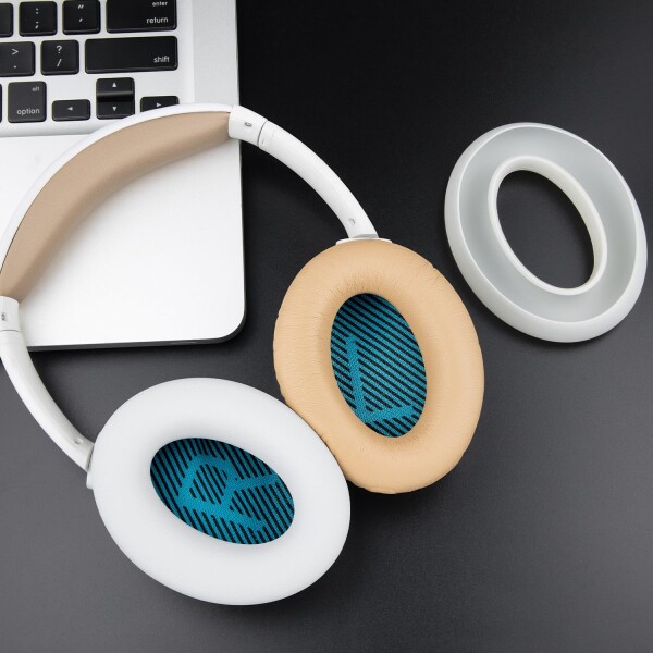 SOULWIT イヤーパッド + ヘッドバンド + イヤーパッドカバー for Bose QuietComfort 25 (QC25) 用 ヘッドセット 交換 キット ヘッドホン 替え パッド 劣化防止 クッション (ベージュ)_6