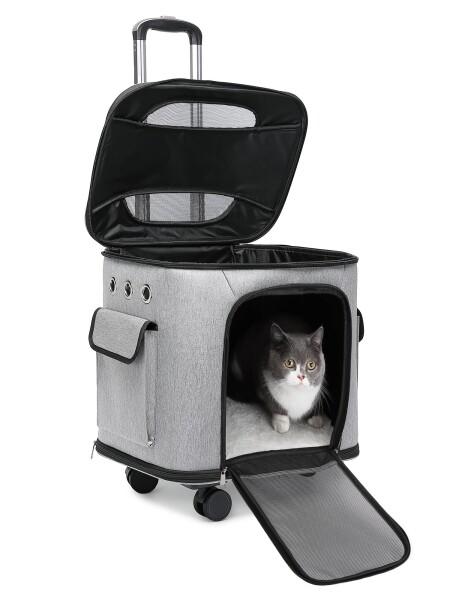 CHINSUKIDA 猫 キャリー キャスター付き 小型犬 キャリーカート 2way ペットキャリーバッグ 犬用ソフトクレート 折りたたみ可 マット付き 散歩 通院用 (グレー)