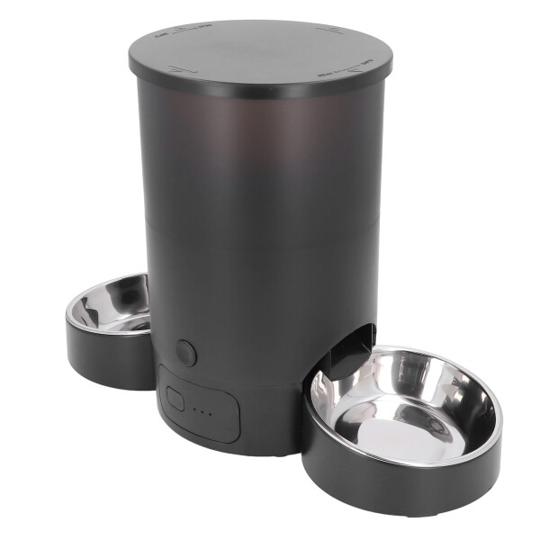 猫2匹用自動給餌器、 3L 時限式スマートキャットドッグフードディスペンサーサポート音声リマインダー、リモコン、 デュアル電源デュアルボウルドライフード用自動ドッグフィーダー_3
