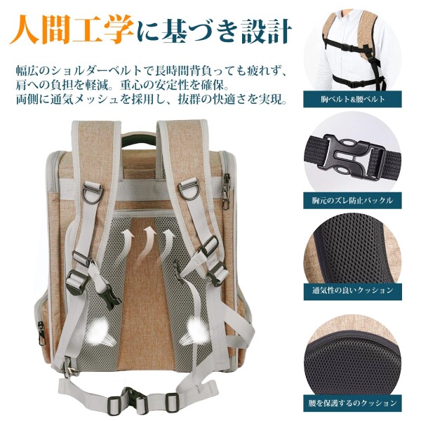 Okiki 拡張可能な 犬 猫 リュック ペット キャリーバッグ ロック式ダブルファスナー 大容量 宇宙船 2種類の窓付き 通気性 猫・小型犬 旅行/通院/災害避難用 猫 きゃりーバッグ リュック 猫_5
