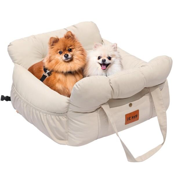 KYG ドライブベッド 犬用 ドライブボックス ペットキャリー 飛び出し防止リード付き ペットソファ 中小型犬 カー用品 助手席 後部座席 Lサイズ 10KG