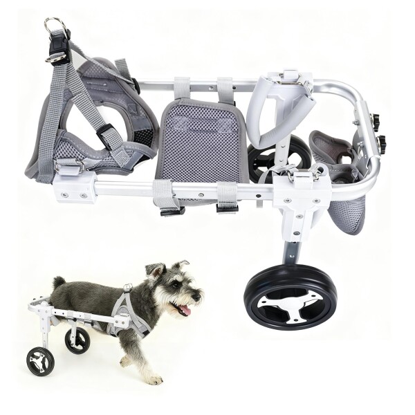 JELFUNY 犬用車椅子 犬用歩行器 ペット車椅子 2輪 4輪歩行補助 サイズ調整可能 軽量 後ろ足 ペット 小型犬 中型犬 怪我 介護 障害犬 老犬 散歩 サポート ハーネス付き 車輪 リハビリ 日本語