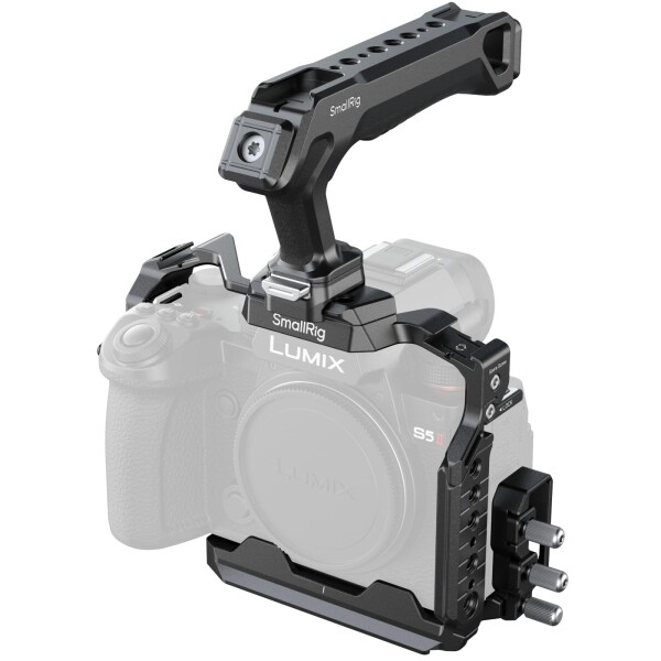 SmallRig カメラケージキット Panasonic G9 II / S5 II / S5 IIX用 NATOトップハンドル HDMI &amp; USB-C用ケーブルクランプ Arca対応クイックリリースプレート内蔵 1/4''-20 &amp; 3/8''-16ネジ穴 - 5752