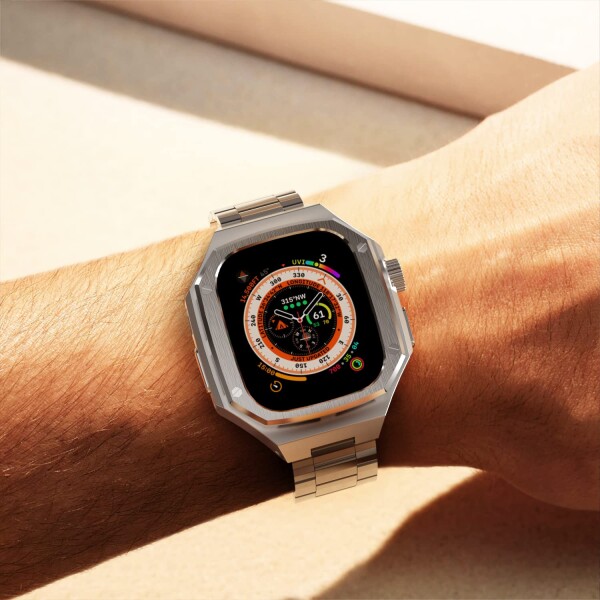 Apple Watch バンド 49mmメタル ケース アップルウォッチバンド 頑丈なステンレスベルト iWatch Ultra 2 49MMに対応 保護 バンパーカバー 耐久性 耐衝撃 おしゃれ 装着簡単 長さ調節器具付き ビジ_5