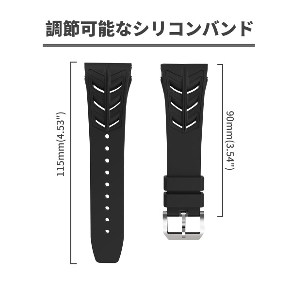 高級メタルケースSamsung Watch Galaxy 8 44mm シリコン バンド付きバンパーケース メンズ 耐衝撃性頑丈なメタルカバー Galaxy 8 44mm 用保護ケース(44mm, 銀)_6