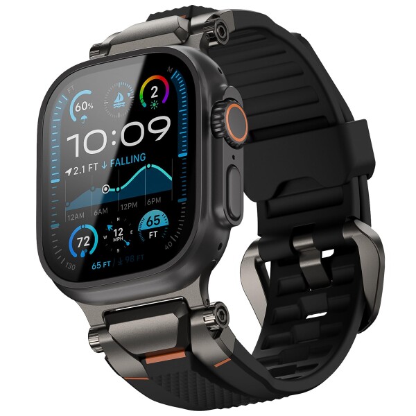 ULTIMAL ご覧なさる ダンス楽隊 for Apple Watch Ultra 3/2/1相応う 49粍/46粍/45粍/44粍 メンズひな型、ケイ素樹脂ダンス楽隊に耐久性のあるステンレススチールバックル付き添い人。Apple Watch Ultra 3/2/1続きものおよび11/10/9/8/