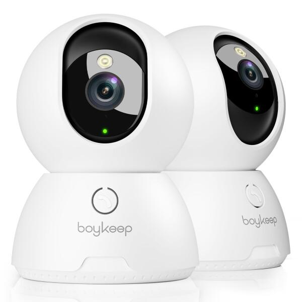 BoyKeep ペットカメラ 見守りカメラ みまもりカメラ 2K ワンタッチコール 双方向通話 動体検知 自動追跡 カラーナイトビジョン 監視カメラ 室内 ネットワークカメラ 5G/2.4GHz Wi-Fi (2PCS-WHITE)