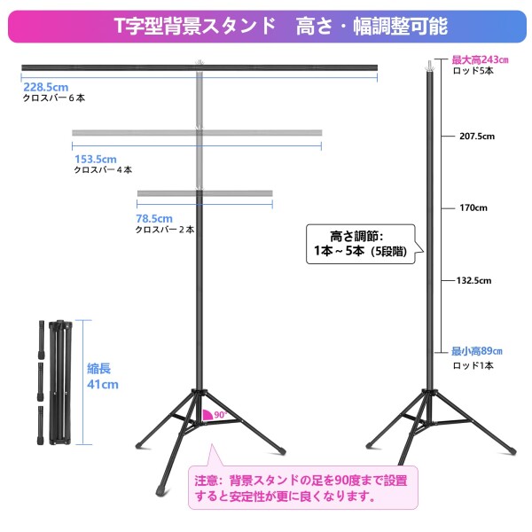 YAYOYA 背景スタンド 200x200cm グリーンバック 180x280cm 背景布 撮影 フルセット 高さ調整可能 厚地 グリーンバック スタンド 撮影用背景シート 強力クリップ付き クロマキー テレビ会議 web会_2