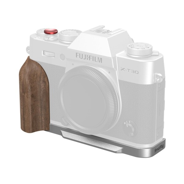 SmallRig fujifilm対応 L字型マウントプレート（木製ハンドル付き）FUJIFILM X-T30 / X-T30 II/X-T30 III専用、Arca対応クイックリリースプレート内蔵、1/4インチ-20ネジ穴、シャッターボタン、シルバー