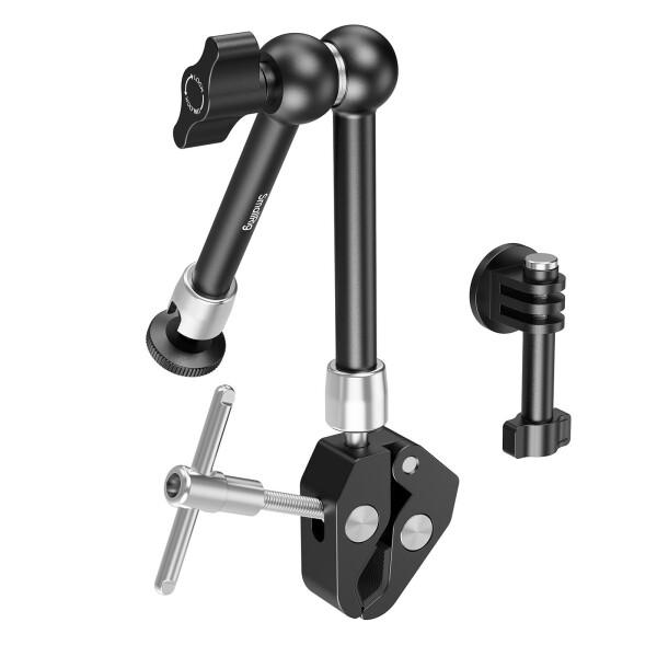 SmallRig アクションカメラ用マジックアーム スーパークランプ付き カメラクランプマウント GoPro Hero 13/12/11用、DJI Osmo Action 6 /Action5 pro/4/3用、Insta360 Ace Pro 2用 モニター/LEDライト用1/4インチ