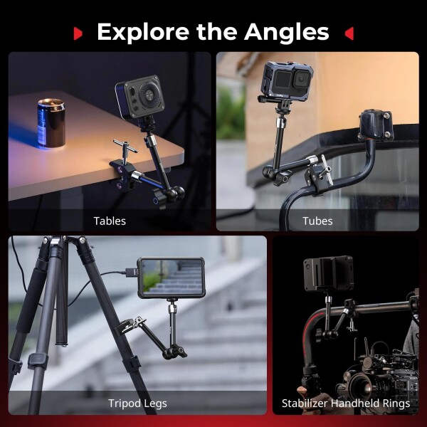 SmallRig アクションカメラ用マジックアーム スーパークランプ付き カメラクランプマウント GoPro Hero 13/12/11用、DJI Osmo Action 6 /Action5 pro/4/3用、Insta360 Ace Pro 2用 モニター/LEDライト用1/4インチ_6