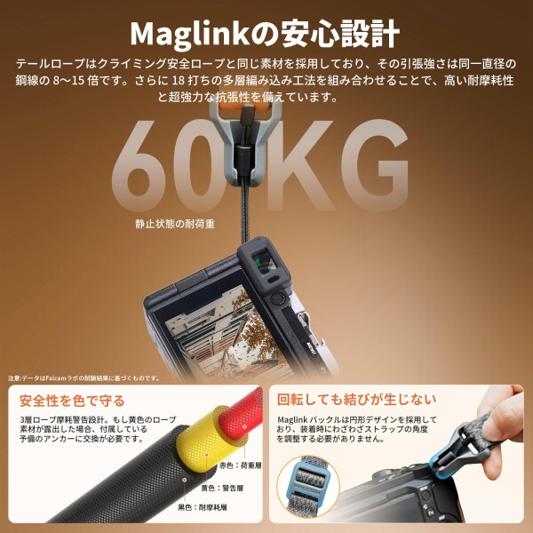 (ウランジ) Falcam Maglink カメラストラップ ショルダーストラップ マグネット クイックバックル 790mm〜1400mm 速写ストラップ 長さ調節可能 入門ミラーレスカメラ/デジタル/小型一眼レフ/コ_3
