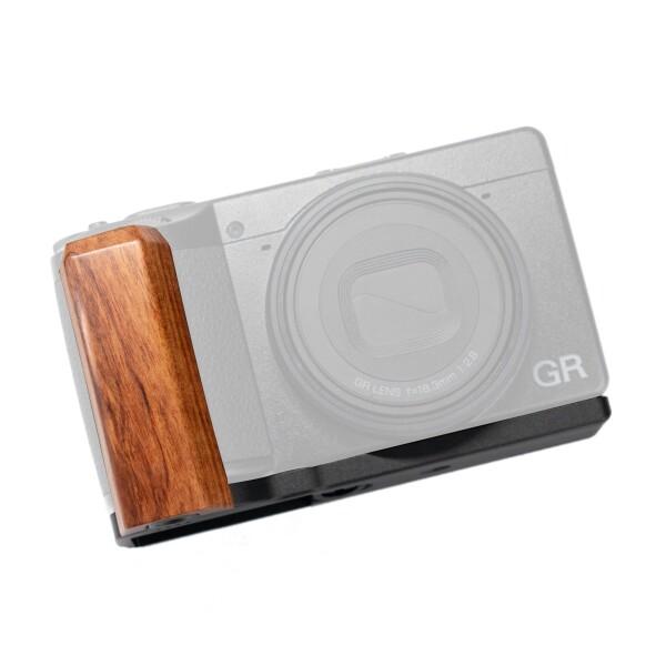 SIUTATDSH カメラグリップ 対応 リコー RICOH GR IV GR4 カメラ専用 L型クイックリリースプレート、実木製ハンドル、三脚設置でき (砂漠鉄木?K板)