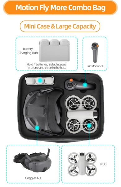 Taoricup DJI Neo Motion Fly More 相応う 防御すること入れもの 納めるボックス席 持ちはこび入れもの 肩先ハンドバック 3インチ1納める仕かける DJI Neo/Goggles N3/RC Motion 3 相応う 耐衝撃雨合羽腹積もり ショルダーバッグ付き添い人