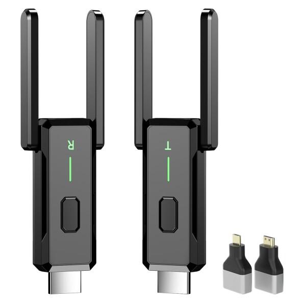 強化版 ワイヤレスHDMI 送受信機 WiFi6 二重アンテナ 小型 収納に便利 無線化 送受信機セット ワイヤレスディスプレイアダプター HDMI 無線 最大150m安定転送距離 WIFI&設定不要 映像音声同期