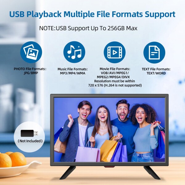 KCR 小型テレビ、20インチIPS LED ディスプレイ、デジタル ISDB-T テレビチューナー、AV 入力、HDMI/VGA 入力、USB スロット、リモコン、広視野角_5