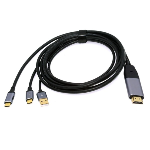 Xiwai リバース HDMI - USB-C ケーブル 4K、HDMI タイプ A ソース - タイプ C オス タッチスクリーン ディスプレイ HDTV コード ノートパソコン モニター用 2.0m/6.56 フィート 6,527円