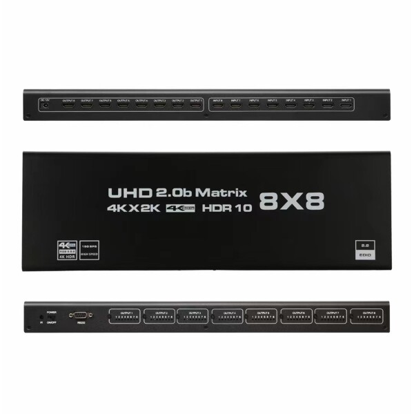 HDMI2.0 HD デジタル 8X8 マトリクス、4K/60HZ/1080P144HZ の TV のモニターへの PC のための 8X8 スイッチャのディバイダー RS232 IR リモート・コントロール_4