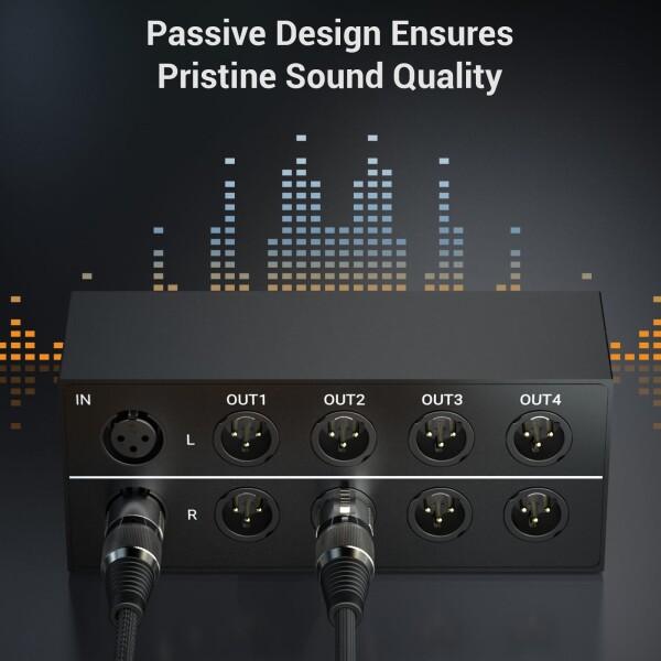 Cubilux AS-X1 1入力4出力 ステレオ XLR オーディオ セレクター, パッシブ 1メス→4オス バランス XLR ソース スイッチャーボックス_4