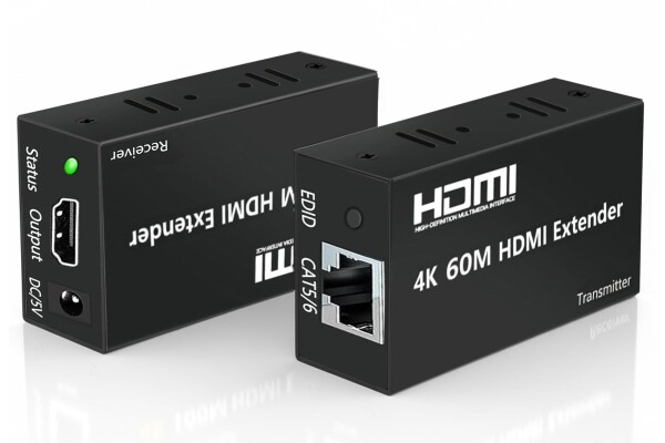 HDMI エクステンダー 60M 延長器 CAT5/6 イーサネット 映像伝送 HDCP 対応 EDID コピー機能 映画鑑賞 会場展示 監視室 適用