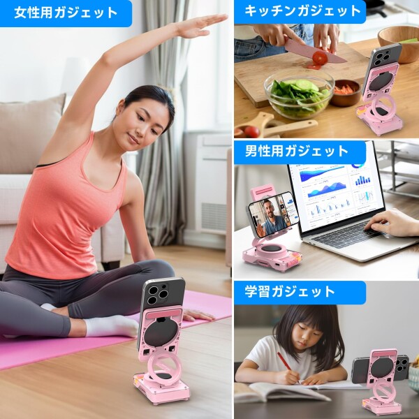 ANCwear スマホスタンド付き Bluetooth 5.4 スピーカー 大音量｜角度調整可能 卓上ポータブルスピーカー｜TF/microSD対応｜在宅ワーク・動画視聴に｜デスク用ガジェット｜プレゼントにも ブラ_2