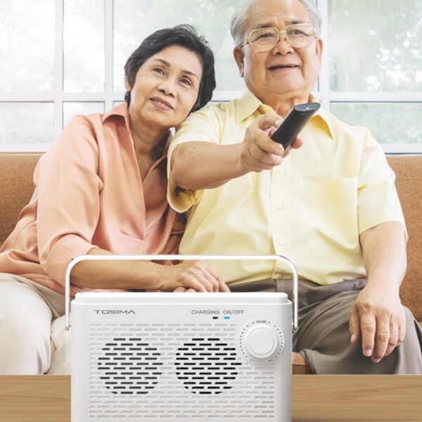 TosimaTV テレビ用ワイヤレス手元スピーカー 高齢者向け 30m伝送 920MHz帯 充電式 耳元 音量ダイヤル簡単操作(ホワイト) (ホワイト-8000)_5