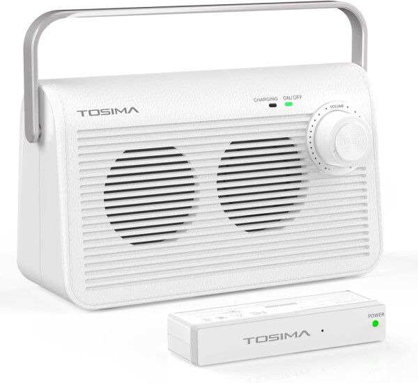 TosimaTV テレビ用ワイヤレス手元スピーカー 高齢者向け 30m伝送 920MHz帯 充電式 耳元 音量ダイヤル簡単操作(ホワイト) (TV-9000)_7