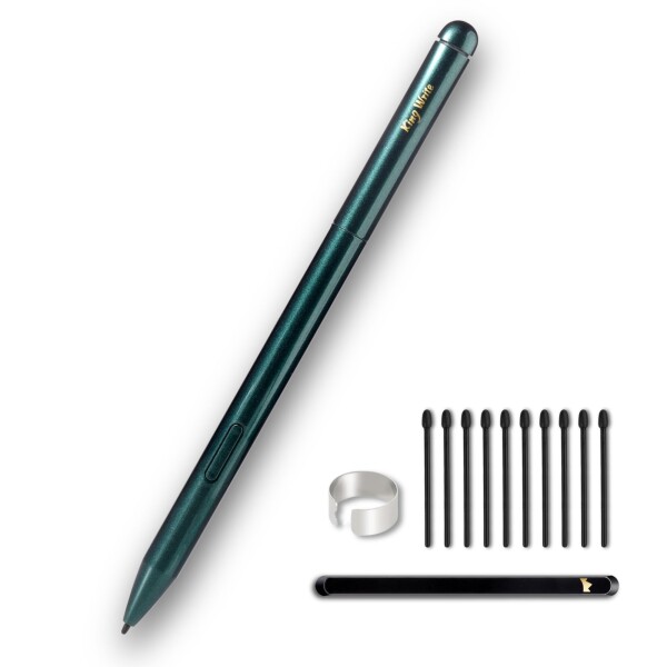 King Write MR05 緑 Galaxy Note | 富士通 Quaderno クアデルノ (Gen.2/Gen.3C) 用EMRスタイラスペン 高精度 最大4096レベル筆圧対応 パームリジェクション対応 消しゴム機能対応