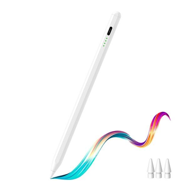 htrahy タッチペン iPad ペン アップルペンシル 2018年〜2025年 iPad対応 スタイラスペン Type-C急速充電 残量表示 タブレットタッチペン 傾き感知/磁気吸着/誤作動防止機能対応 超高感度 極細