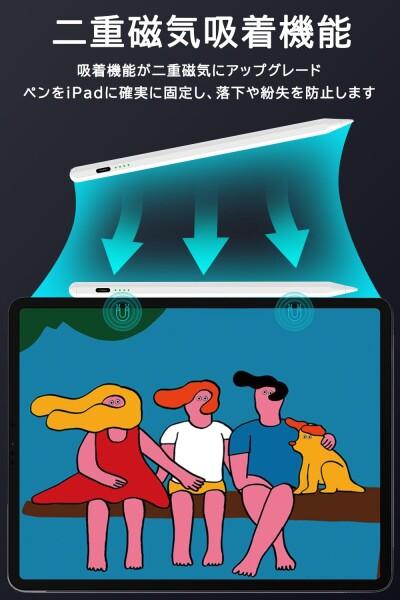 htrahy タッチペン iPad ペン アップルペンシル 2018年〜2025年 iPad対応 スタイラスペン Type-C急速充電 残量表示 タブレットタッチペン 傾き感知/磁気吸着/誤作動防止機能対応 超高感度 極細_4