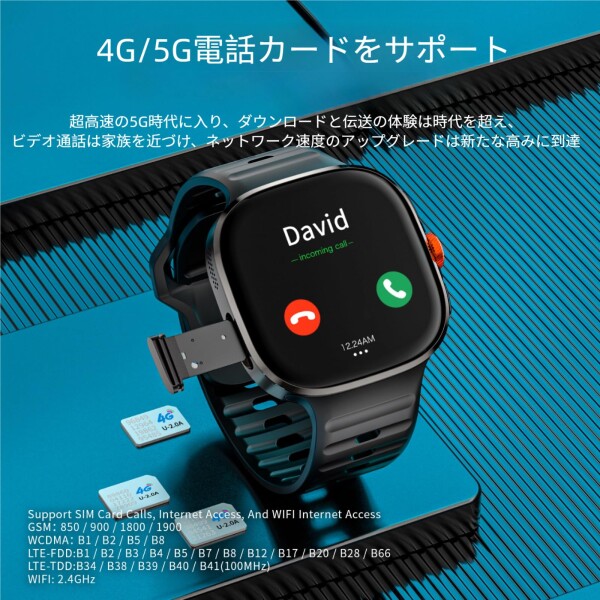 LOKMAT 4G SIMカード Android スマートウォッチ、2.16インチ AMOLED 大画面 3GB+32GB スマートウォッチ メンズ レディース 回転カメラ WiFi GPS 付き 小型携帯電話 1150mAh フィットネス アクティビティ_1