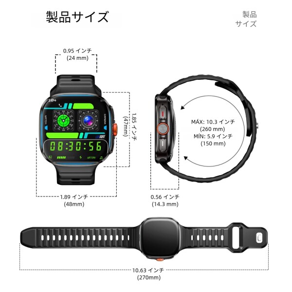 LOKMAT 4G SIMカード Android スマートウォッチ、2.16インチ AMOLED 大画面 3GB+32GB スマートウォッチ メンズ レディース 回転カメラ WiFi GPS 付き 小型携帯電話 1150mAh フィットネス アクティビティ_8