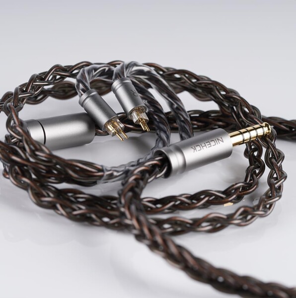 NICEHCK MoonDusk イヤホンリケーブル アップグレードケーブル qdc 2Pin 4.4mm 古河銅銀合金＋古河銅＋銀メッキ古河銅ミックス 交換用 イヤモニ 音質改善 濃い茶色 中低音寄り hifi 金属製コネク_7
