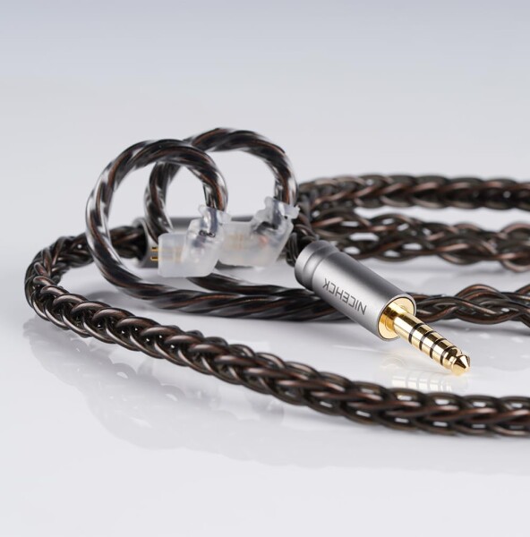 NICEHCK MoonDusk イヤホンリケーブル アップグレードケーブル qdc 2Pin 3.5mm 古河銅銀合金＋古河銅＋銀メッキ古河銅ミックス 交換用 イヤモニ 音質改善 濃い茶色 中低音寄り hifi 金属製コネク_6