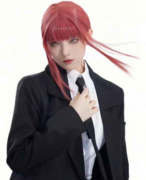 (乃宇撮) マキマ コスプレ デビルハンター ロングコート アニメ コスプレ衣装 ハロウィン 文化祭 パーティー 大人用 仮装 (ロングコート、マキマ、XL)_5