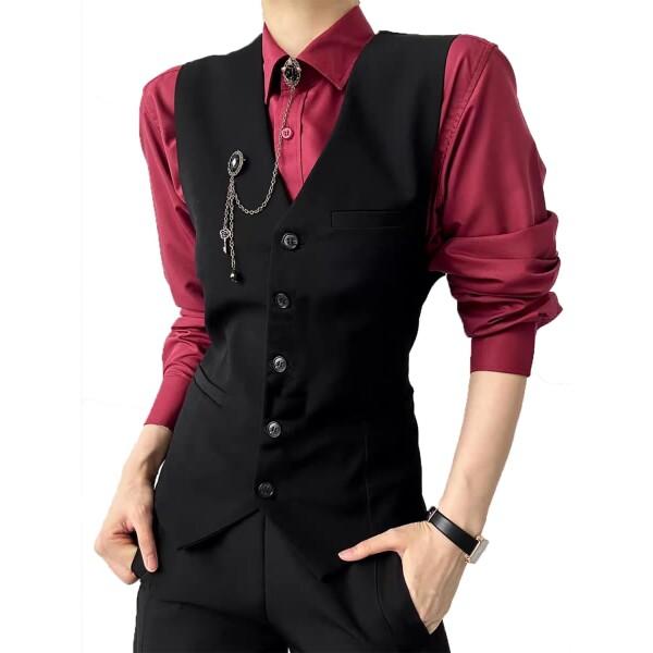 (AOTYP) コスプレ 制服 メンズ アニメ仮装 6点セット ベストスーツ 尾錠付き ネクタイ ズボン クリスマス コスチューム ハロウィン仮装 演出服 変装 魔術師 中世 貴族 男女兼用 レッドL 6,162円