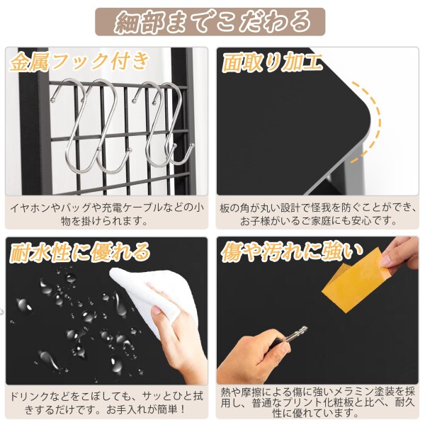 DEWEL 水槽台 幅65×奥行30×高さ65cm 総耐荷重約155kg 水槽スタンド 3段 中棚板高さ三段階調整可能 フック付き アジャスター付き 組立式水槽台 木製 ウッドデコスタンド 水槽 置く 台 ラック_4