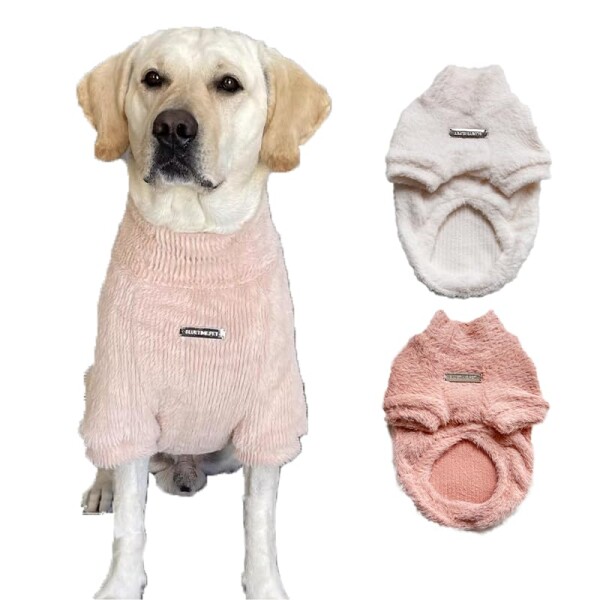 MT MON TReSOR 犬 服 大型犬用 冬 あったか フリース ピンク ふわもこ セーター おしゃれ 可愛い 防寒 ドッグウェア ゴールデンレトリバー ラブラドール用 (ホワイト, 2XL)