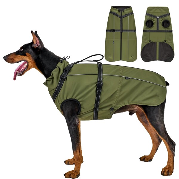 OneTigris 犬服 冬用 ジャケット 犬用コート 反射材 防水 防寒 防風 防雪 フリース生地 保温綿入れ 高性能防水ナイロン 中型犬 大型犬 排泄しやすい設計 ファスナー付き 着脱簡単 散歩 お出