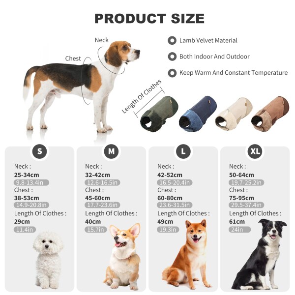VanderHOME 犬服 冬 犬用コート 犬用ジャケット ペット服 綿入り 冬服 ドッグウェア 着脱簡単 保温 防寒 可愛い 秋冬 春 暖かい 寒さ対策 雪?策 もこもこ 軽量 お散歩 小型犬 中型犬 大型犬_2