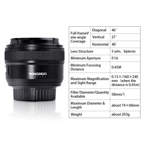 Yongnuo ヨンヌオ YN EF 50mm f/1.8 AF 単焦点 レンズ for Nikon 大口径 オートフォーカス D800 D300 D300S D700 D600 D5000 D5100 D5200 D5300 D5500 D3100 D3200など対応_4