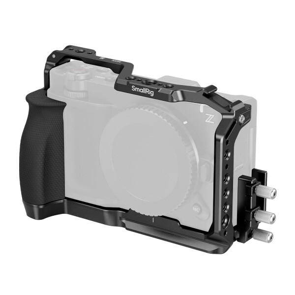 SmallRig Nikonに対応 ZR用カメラケージ シリコングリップ HDMIケーブルクランプ付き アルミ合金製フルカメラケージ コールドシュー アンチツイスト設計 Arca用クイックリリースプレート内蔵