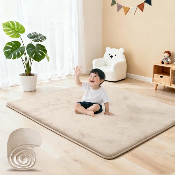 Huloosleep 極厚 プレイマット 厚手 3.5cm厚 防滑 防音 コーラルフリース 寝室 床暖房対応