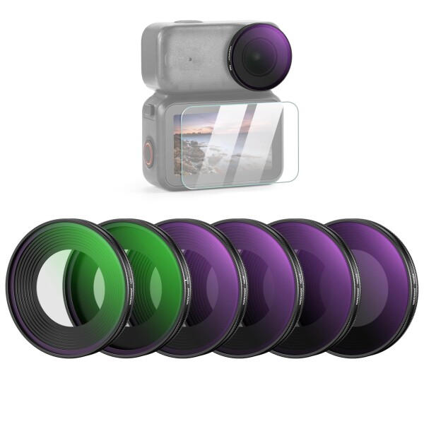 NEEWER NDフィルターセット 6枚入り コンパチブル Osmo Nano ねじ込み式 ND8/16/32/64/UV/CPL 強化ガラススクリーンプロテクター付き アクションカメラレンズフィルター 円偏光 減光 保護フィルタ