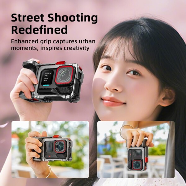 グリップキット Insta360 Ace Pro 2 / Ace Pro 対応 (ケージ付き), 拡張マウントバンドル with シャッターボタン クイックリリース コールドシュー, ハンドルホルダー アクセサリー_1