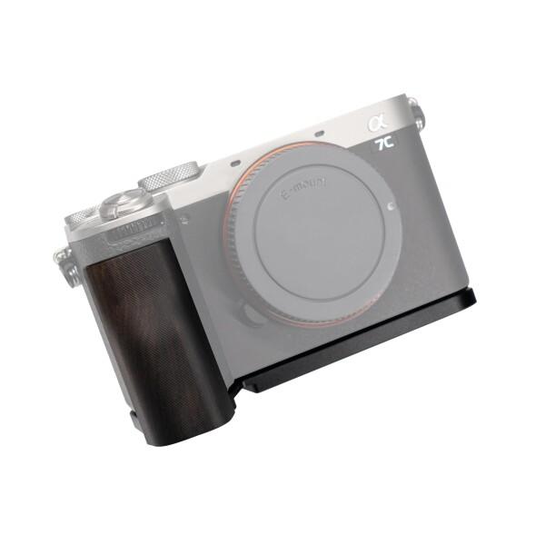 SIUTATDSH カメラグリップ 対応 sony ソニー A7C2 a7c ii A7C Mark 2 カメラ専用 L型クイックリリースプレート、実木製ハンドル、三脚設置でき (黒檀黒板)