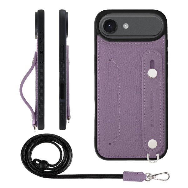 HANATORA for iPhone 17Air ケース 本革 耐衝撃 背面ベルト ストラップリング スマホケース スマホ スタンド